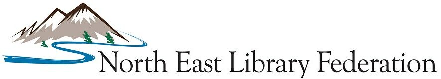 Mountains and river: North East Library Federation logo